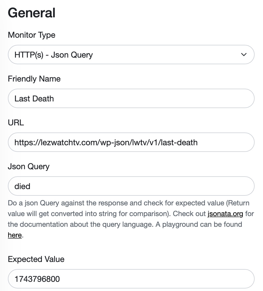 Screenshot showing I'm checking the LWTV api for last death and confirming the died date.